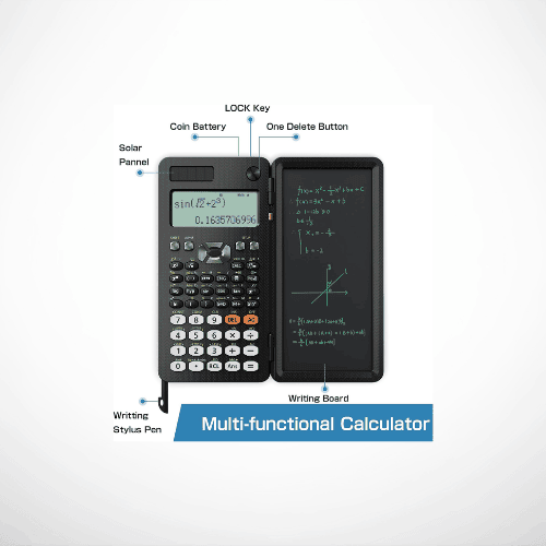 Scientific Calculator – 401 Functions, 2-Line Display, Dual Power