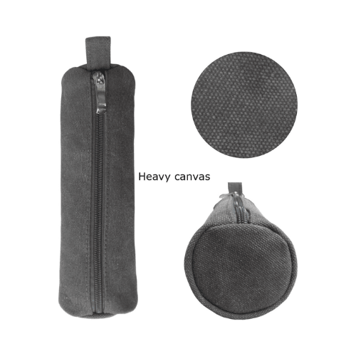 Heavy-Duty Canvas Minimalist Pencil Case – Rugged Compact Zipper Pouch with Utility Clip Hook