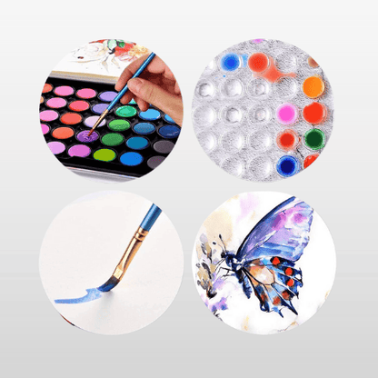 48-Color Watercolor Paint Set with Brushes