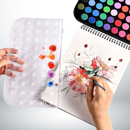 48-Color Watercolor Paint Set with Brushes
