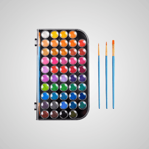48-Color Watercolor Paint Set with Brushes