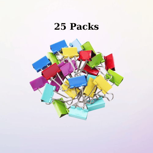 Medium Binder Clips – 25 Pcs, 32mm, Colorful Alloy Steel