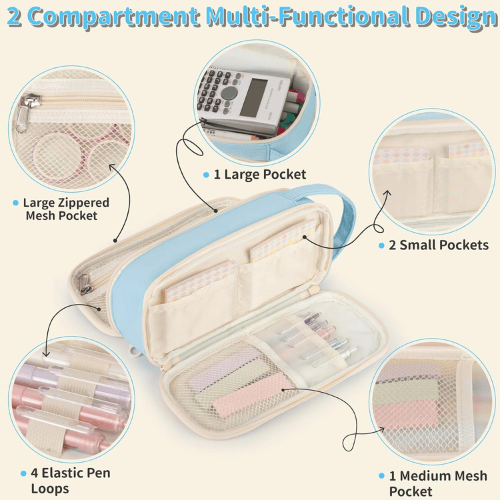 Floral Quilted 2-Compartment Large Pencil Case