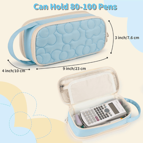 Floral Quilted 2-Compartment Large Pencil Case