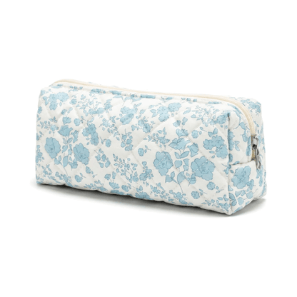 Cute Floral Quilted Pencil Case – Aesthetic Soft Cotton Canvas Pen Pouch