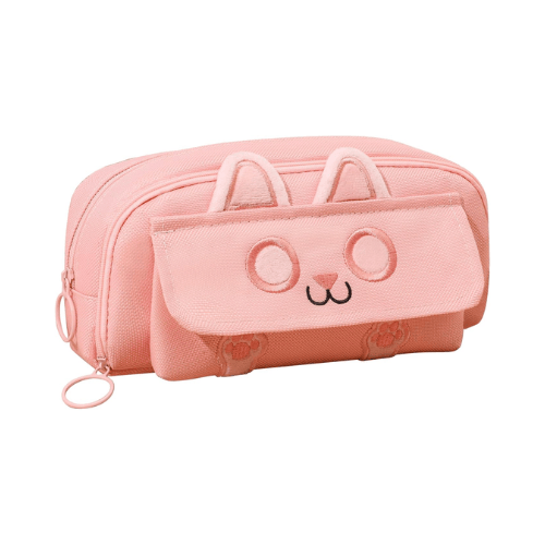 3D Cat Large Capacity Pencil Case – Waterproof Oxford Pen Pouch with 3 Compartments