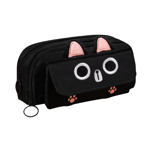 3D Cat Large Capacity Pencil Case – Waterproof Oxford Pen Pouch with 3 Compartments