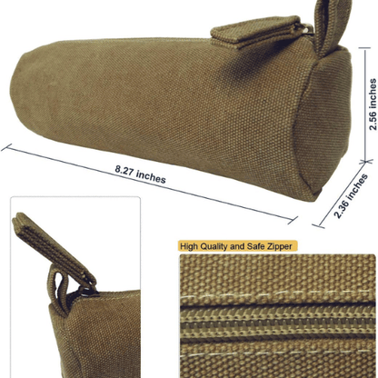 Heavy-Duty Canvas Minimalist Pencil Case – Rugged Compact Zipper Pouch with Utility Clip Hook