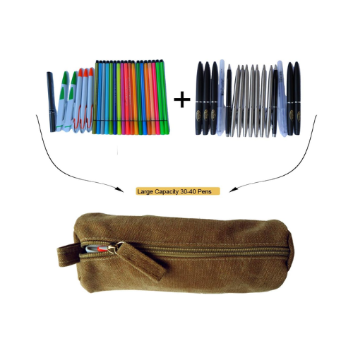 Heavy-Duty Canvas Minimalist Pencil Case – Rugged Compact Zipper Pouch with Utility Clip Hook