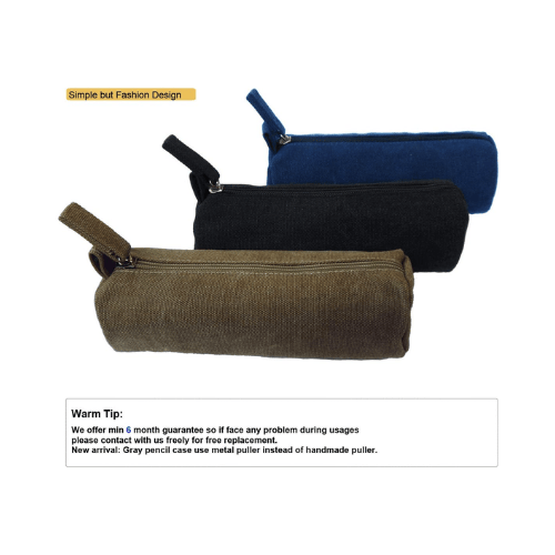 Heavy-Duty Canvas Minimalist Pencil Case – Rugged Compact Zipper Pouch with Utility Clip Hook