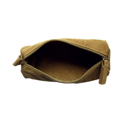 Heavy-Duty Canvas Minimalist Pencil Case – Rugged Compact Zipper Pouch with Utility Clip Hook