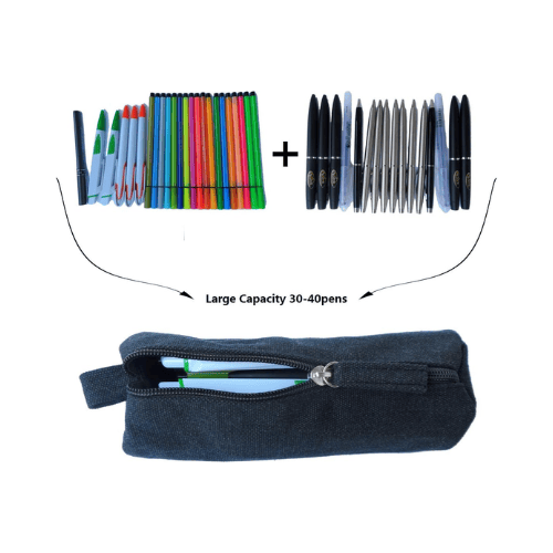 Heavy-Duty Canvas Minimalist Pencil Case – Rugged Compact Zipper Pouch with Utility Clip Hook
