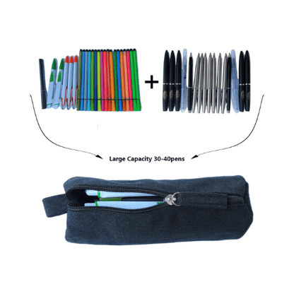 Heavy-Duty Canvas Minimalist Pencil Case – Rugged Compact Zipper Pouch with Utility Clip Hook