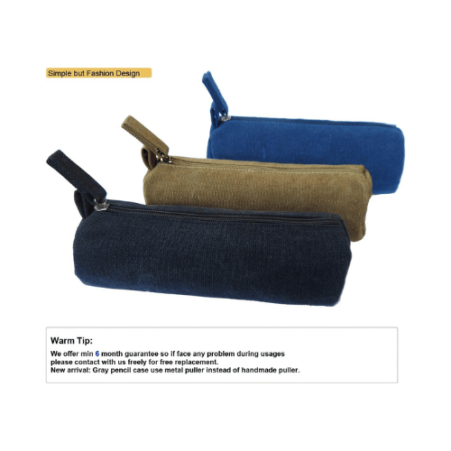 Heavy-Duty Canvas Minimalist Pencil Case – Rugged Compact Zipper Pouch with Utility Clip Hook