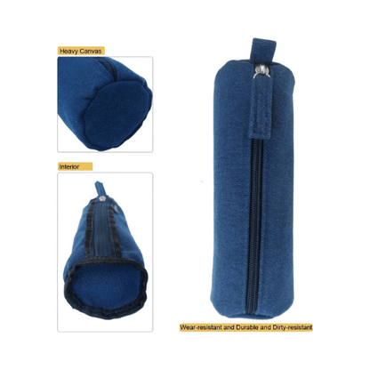 Heavy-Duty Canvas Minimalist Pencil Case – Rugged Compact Zipper Pouch with Utility Clip Hook