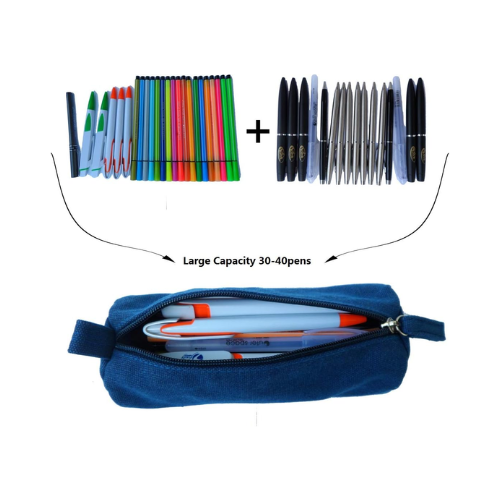 Heavy-Duty Canvas Minimalist Pencil Case – Rugged Compact Zipper Pouch with Utility Clip Hook
