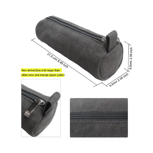 Heavy-Duty Canvas Minimalist Pencil Case – Rugged Compact Zipper Pouch with Utility Clip Hook