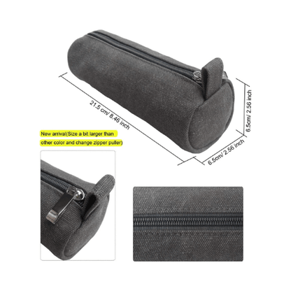 Heavy-Duty Canvas Minimalist Pencil Case – Rugged Compact Zipper Pouch with Utility Clip Hook