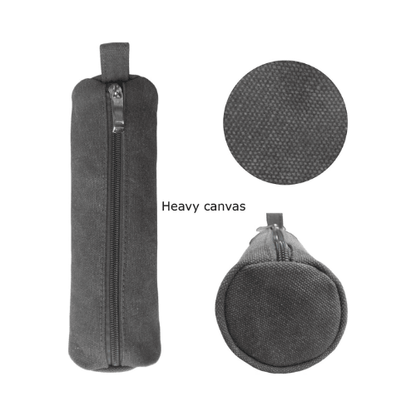 Heavy-Duty Canvas Minimalist Pencil Case – Rugged Compact Zipper Pouch with Utility Clip Hook