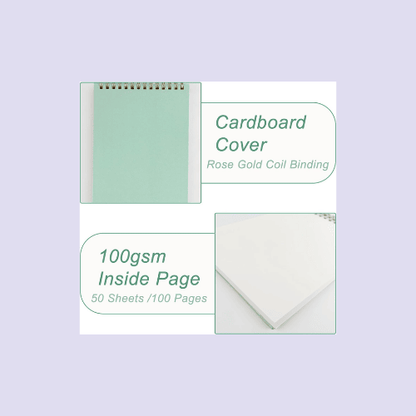 Mint Green Sketchbooks – Set of 2, Soft Cover, 100 Pages
