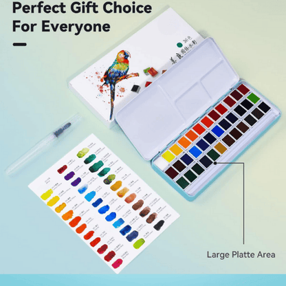 36-Color Watercolor Paint Set – High-Pigmented, Non-Toxic, Includes Brush