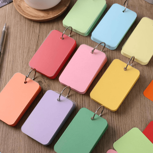 450-Count Colored Flashcards – Multi-Color, Premium Kraft Paper, Includes Binder Ring