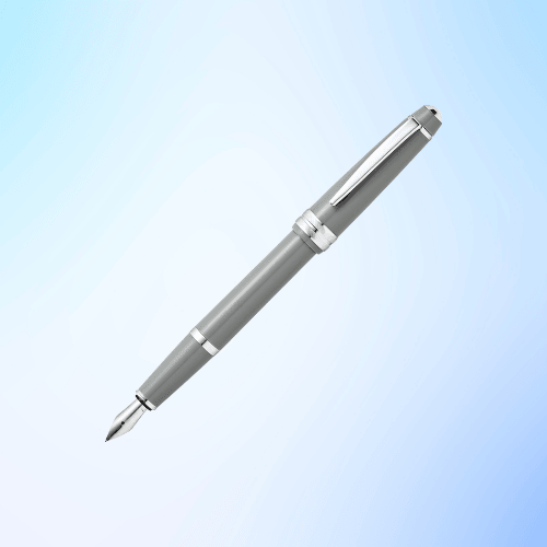 Fountain Pen with Stainless Steel Nib – Glossy Gray Finish, Black Ink Cartridges Included