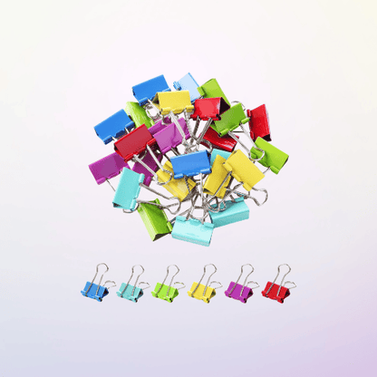 25-Piece Medium Binder Clips Set – 1-1/4 Inch, Colored, Strong & Durable for Office, School, and Crafts