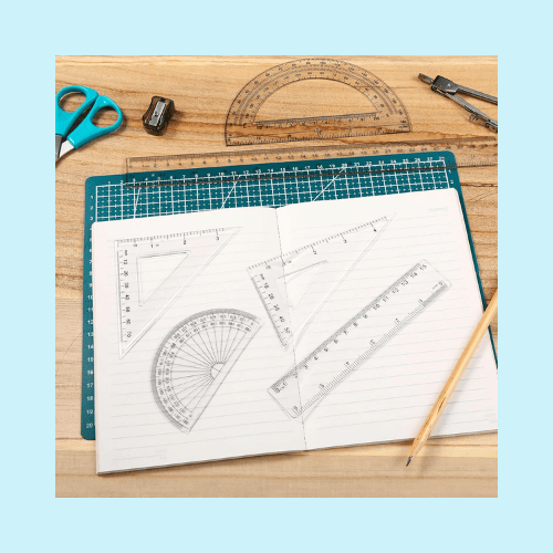 6-Piece Clear Plastic Math Tool Set – Protractors, Triangle Rulers, Straight Rulers