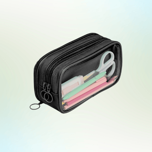 Transparent Pencil Case – 6 Colors, Double Compartment, Large Storage