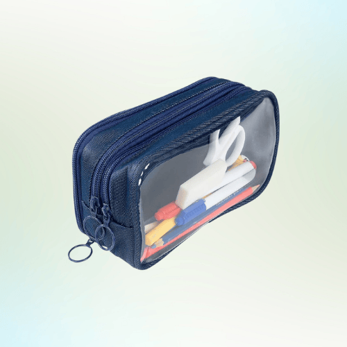 Transparent Pencil Case – 6 Colors, Double Compartment, Large Storage